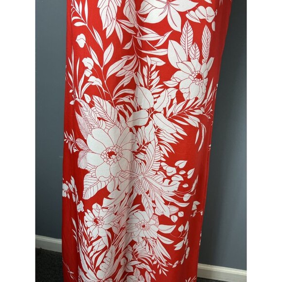 Vintage 70s Womens M Red/White Long Floral Print Hawaiian Maxi Dress Wedding - Picture 3 of 8